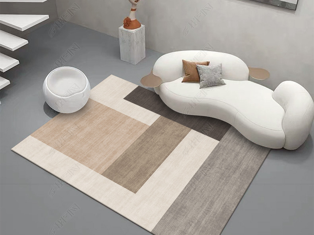 现代简约几何轻奢客厅卧室地毯地垫图案设计