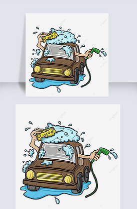 深棕色洗车剪贴画