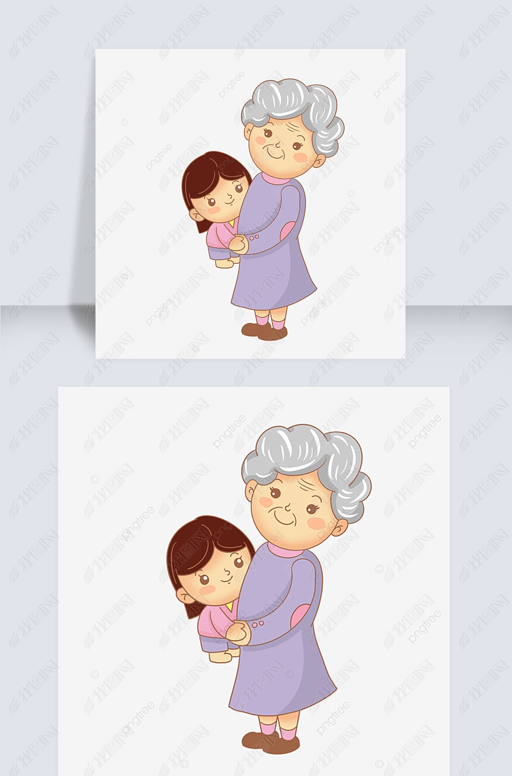 奶奶牵着孙女图片
