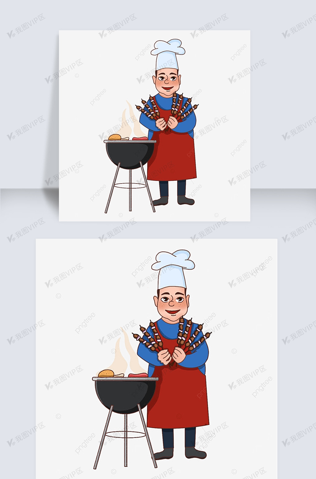 厨师拿着烤串的烧烤剪贴画