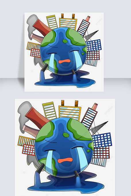 环境污染的哭泣的拟人地球