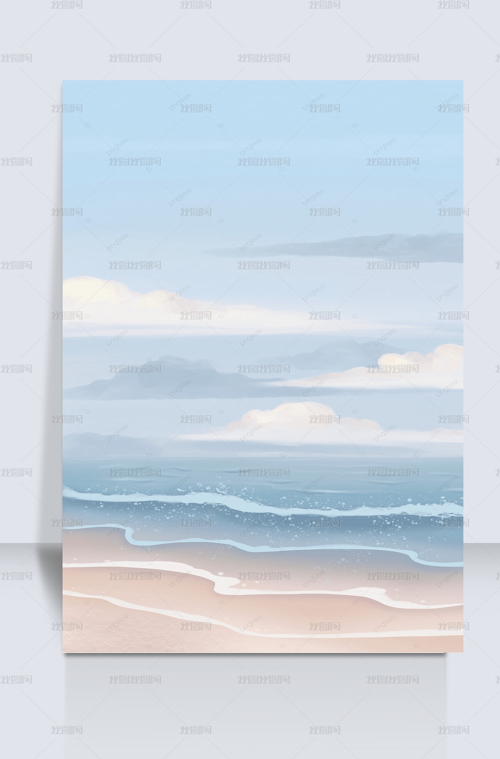 蓝色海岸水彩壁纸图片素材模板下载 其他 我图网