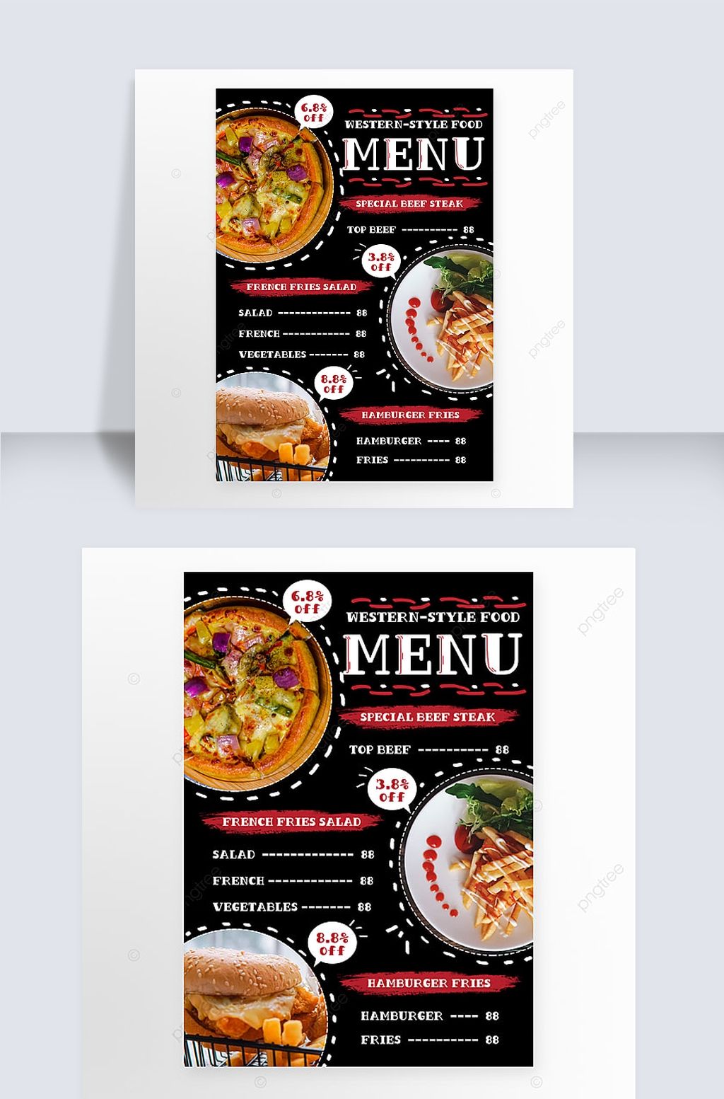 汉堡薯条食物创意菜单