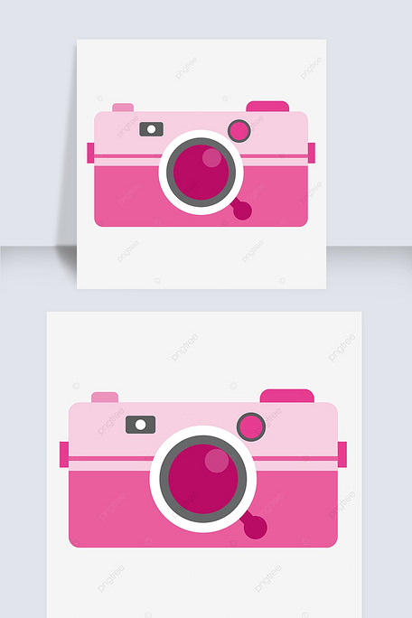 粉色少女卡通相机剪贴画