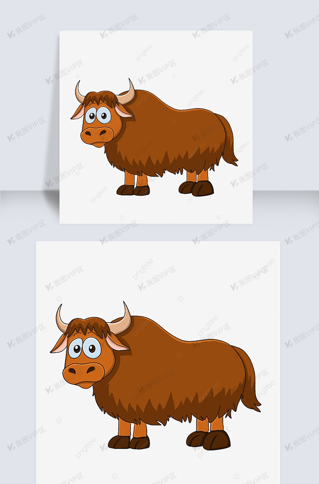 呆萌的耗牛剪贴画