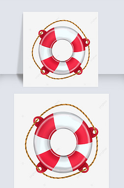 红色和白色的救生圈，帮助生活在海上矢量图