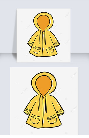 卡通线稿黄色雨衣剪贴画