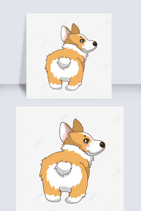 柯基犬背影动物剪贴画