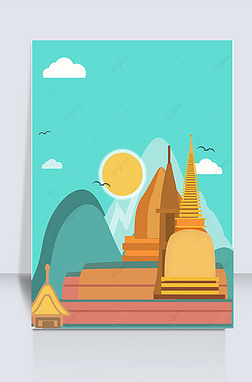 印度旅游业卡通寺庙背景