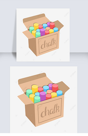 原创粉笔盒彩色粉笔剪贴画