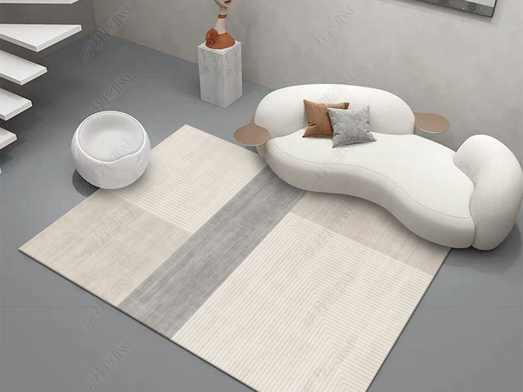 现代简约几何条纹极简客厅卧室地毯地垫设计
