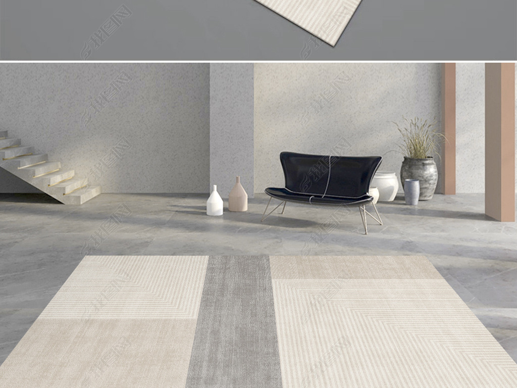 现代简约几何条纹极简客厅卧室地毯地垫设计