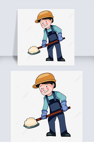 铲沙子的建筑工人剪贴画