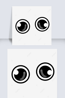 圆形卡通可爱眼睛剪贴画黑白