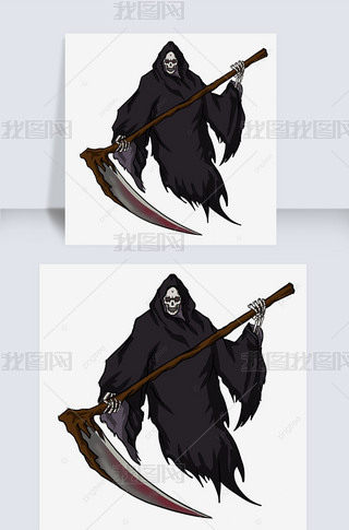 黑袍血痕镰刀死神剪贴画