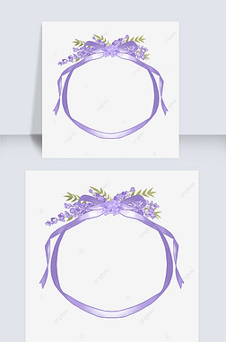 薰衣草边框紫色丝带花边