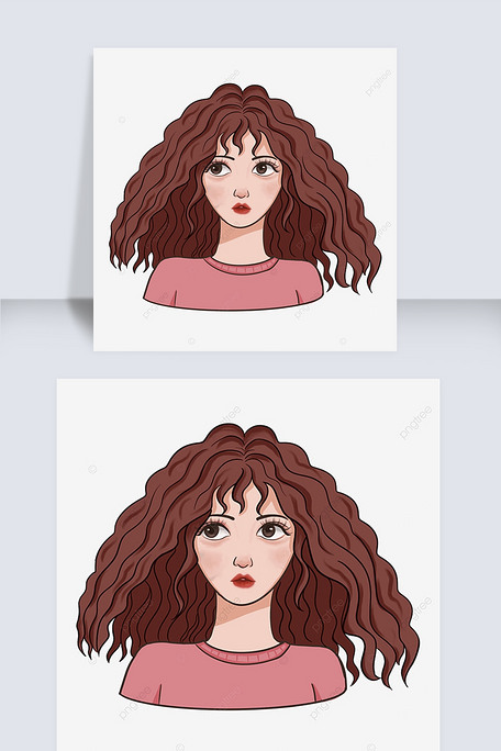 黑棕色卷发女孩图片素材(psd分层格式)免费下载_其他大全-我图网