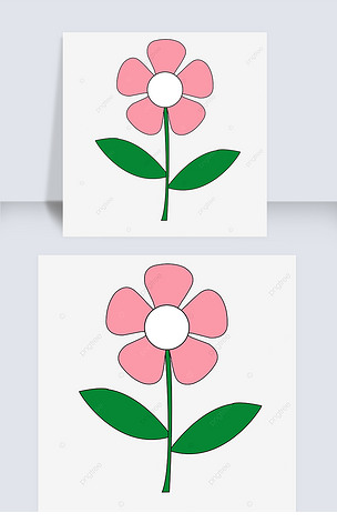 淡玫粉色绿色小花花剪贴画