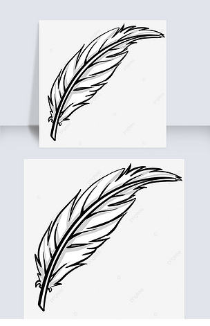 鹅毛笔黑白羽毛剪贴画