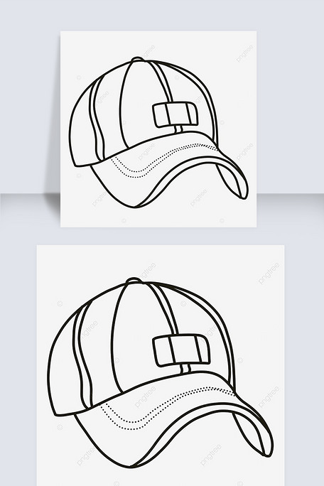 头戴棒球帽帽子剪贴画黑白