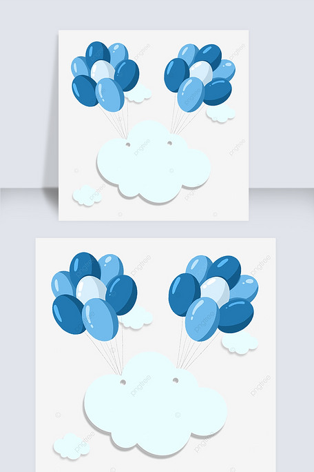 蓝色气球剪纸边框