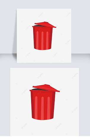 红色简笔垃圾桶剪贴画