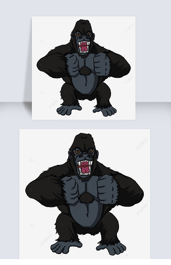 原创黑色捶打胸口q版大猩猩