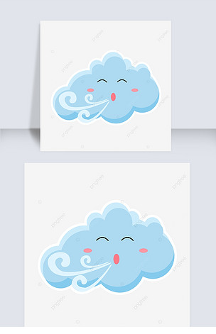 可爱的卡通蓝色云层吹着冷气