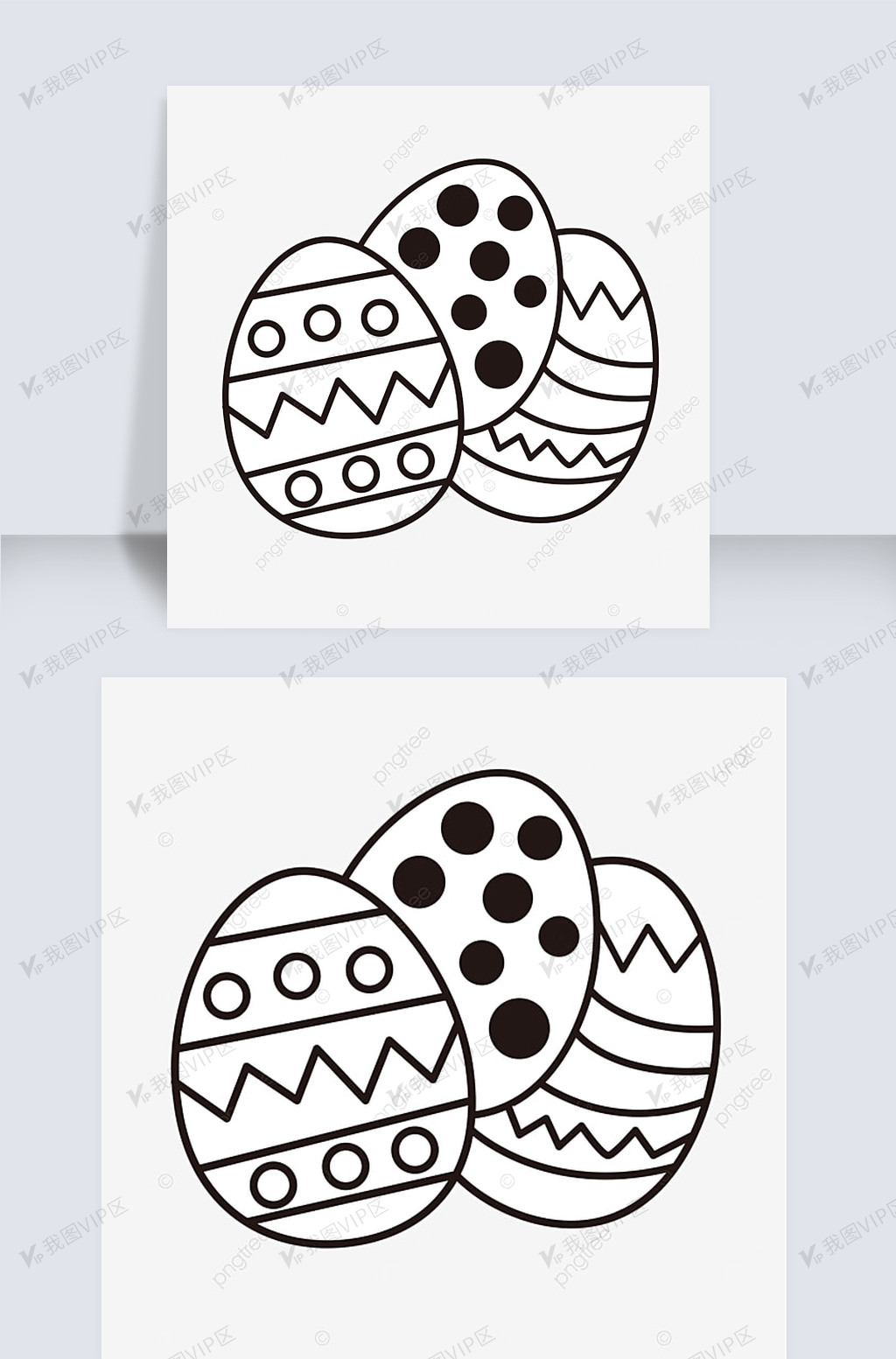 不同复活节鸡蛋剪贴画黑白