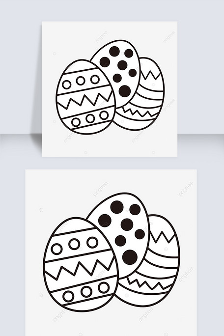 不同复活节鸡蛋剪贴画黑白