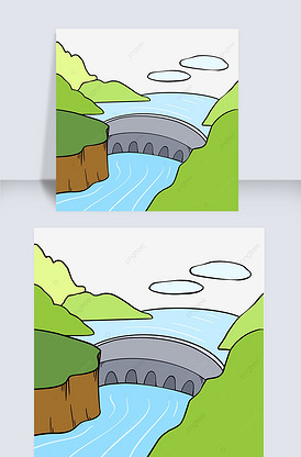 水坝剪贴画卡通水坝工程