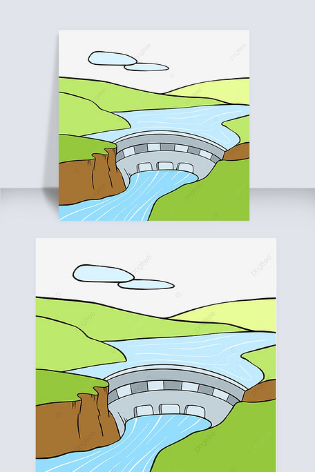三峡大坝卡通画图片