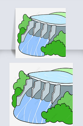 卡通风格建筑水坝剪贴画