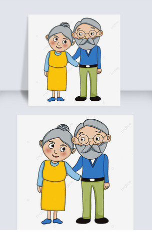 两个可爱的老人剪贴画
