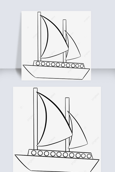 可爱船剪贴画黑白