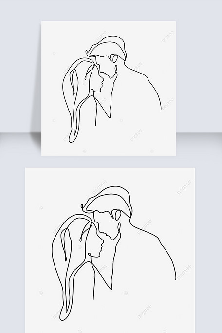 抽象情侣情人节线条画