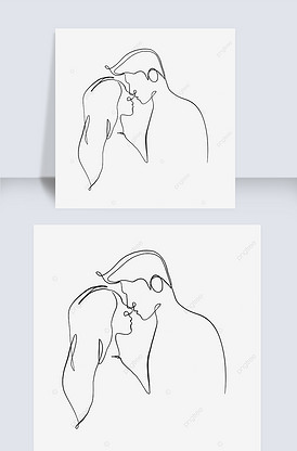 极简风浪漫情侣情人节线条画