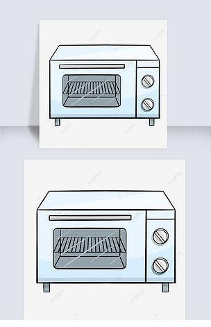 蓝色线条卡通烤箱剪贴画