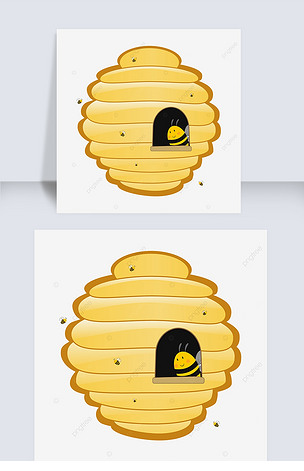 黄色可爱蜂箱剪贴画