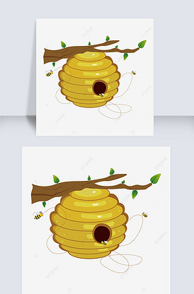 树枝上的野蜂巢蜂箱剪贴画