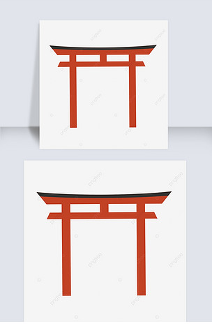 日本红色鸟居建筑简笔画