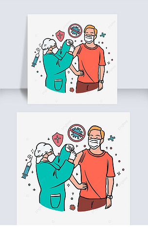 红色服装男性新冠疫苗注射插图