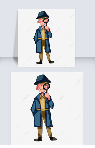 穿长款风衣的侦探剪贴画