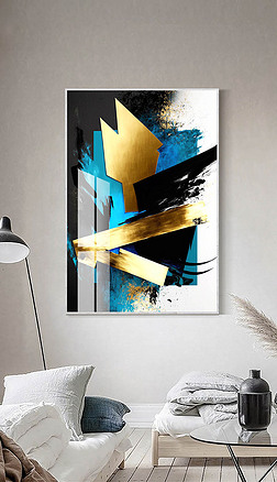 室内卧室抽象墙绘装饰画|现代简约抽象鎏金水墨客厅卧室玄关装饰画