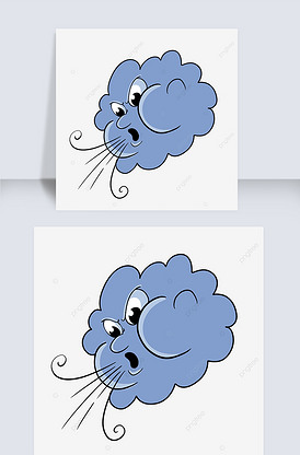 卡通拟人大风天气风剪贴画