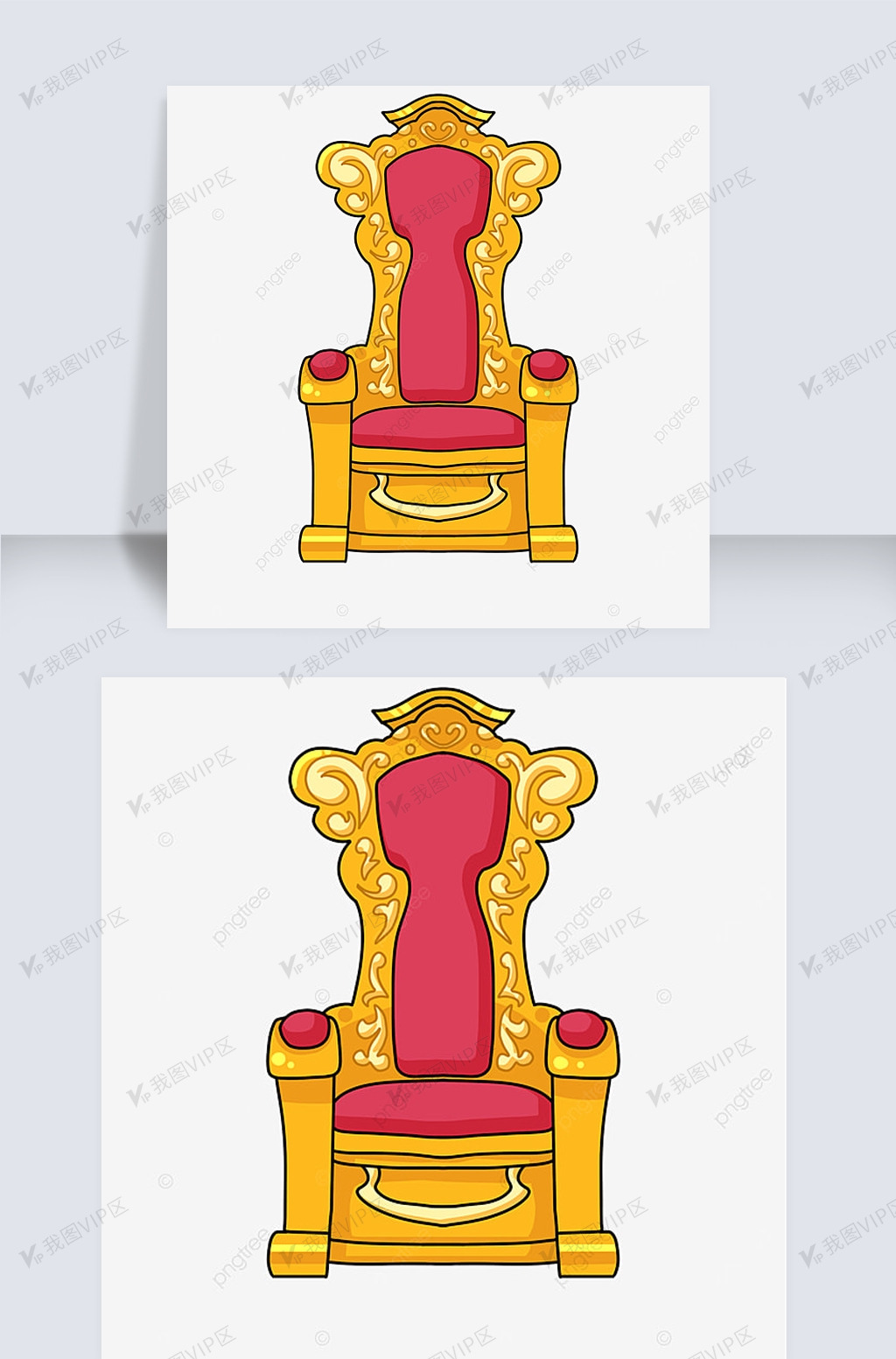 红色黄金卡通宝座王座