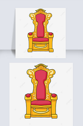 红色黄金卡通宝座王座