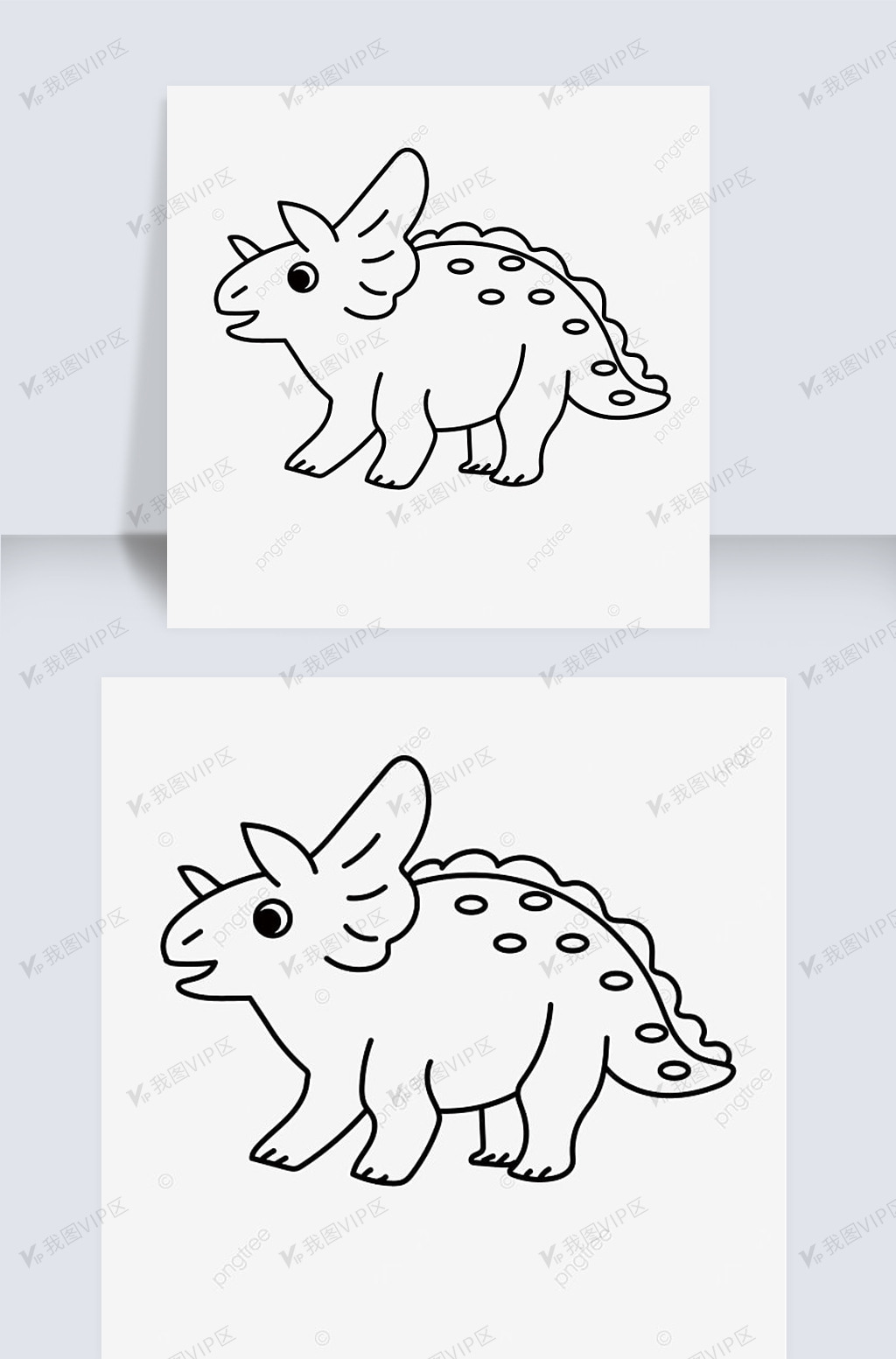 三角龙微笑侧面例图恐龙剪贴画黑白