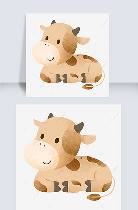 趴着的浅色可爱牛