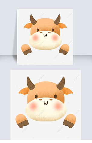 棕色牛角的可爱橙色牛
